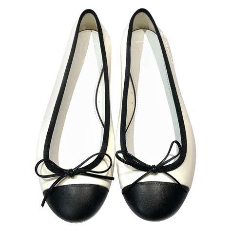 black and white flats chanel|realreal chanel flats.